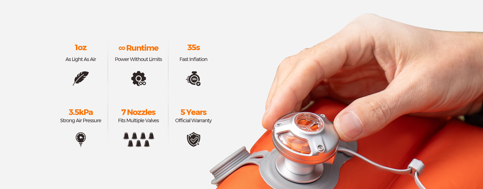 GIGA PUMP Air - The World's Lightest Air Pump Only 1oz | Aerogogo