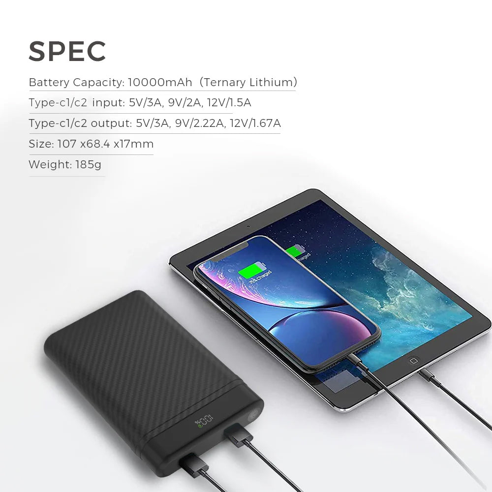 10000mAh Portable Power Bank – IPX8 Waterproof, Type-C Charging